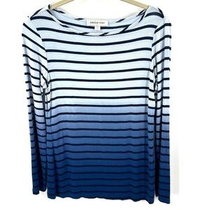 Amour Vert Ombre Dip Dye Top Sz S Blue Stripe Long Sleeve Modal Stretch Shirt